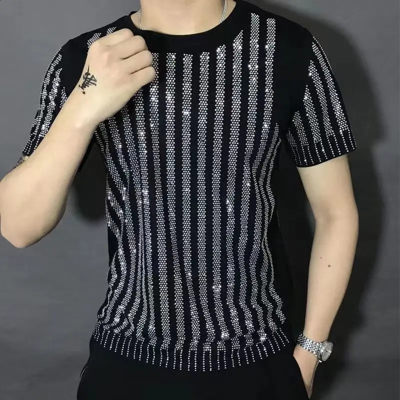 Mens er Rhinestone T-shirt Punk Clothes Drop Hip Hop 250224