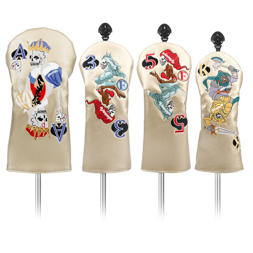 Golf Wooden Club Cover Club Hat Cover Exquisite Skull Playing Card Embroidered Head Protection Cover Selling 241115