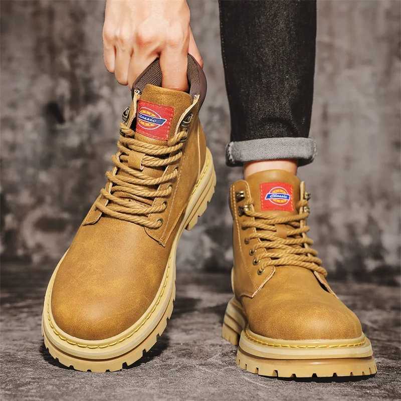 Hot Sale Mens Autumn Winter Tooling Boots Fashion Brand Ankle Shoes for Men Motorcycle Boots Male British Outdoor Casual Shoes Z250303