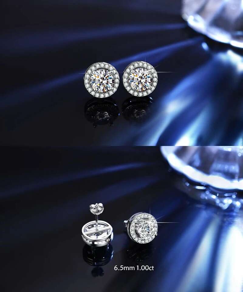 D VVS1 Moissanite Stud Earrings For Women Pass Dia Tester Pen S Platinum plating Moissanita With 2 GRA Certificates