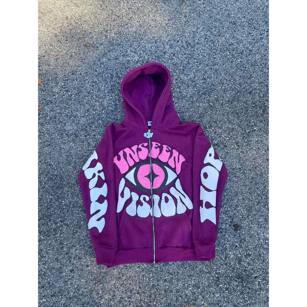 new street hip-hop foam letter printed cardigan zipper youth casual hoodie trend