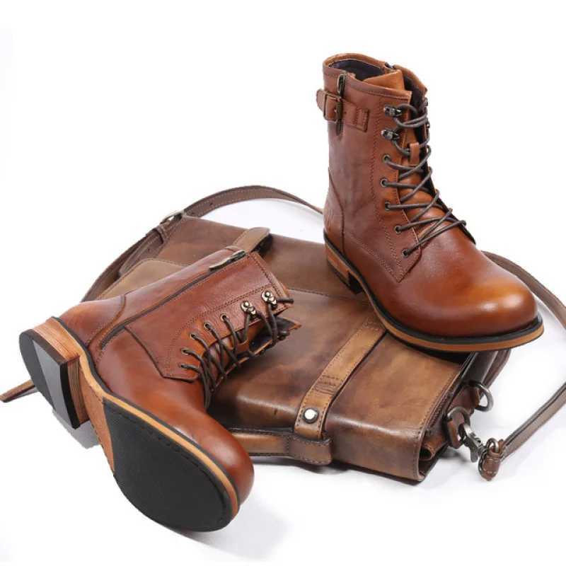 2024 Autumn New Mens Ankle Chelsea Boots Luxury Genuine Leather Lace Designer Mens Work Shoes Handmade Leather Botas Z250303