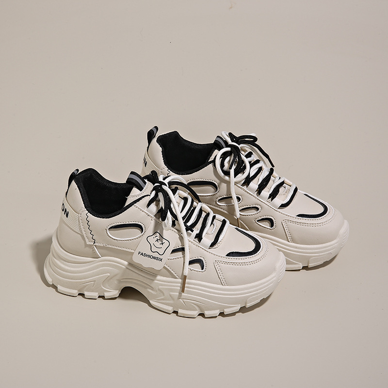 2025 Autumn Designer s New Breathable White Women s Versatile Thick Soled Height Increasing Multi Functional Sports And Leisure Running Shoes