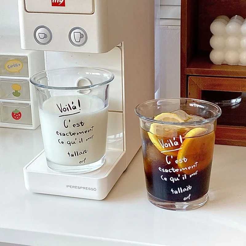 Mugs 350ML Home Daily Water Cup Cafe American Iced Latte Coffee Cup Drink Juice Cold Drink Simple ic Transparent Glass Cup CL250303