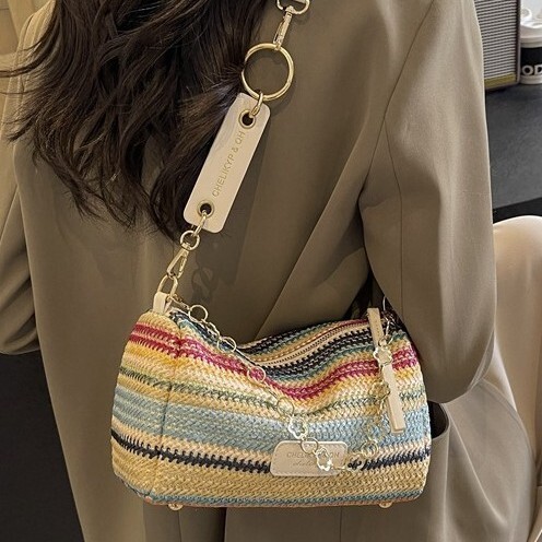 2025 trendy grass woven women's fashion vacation beach foreign style crossbody bag summer versatile #swissmilitary