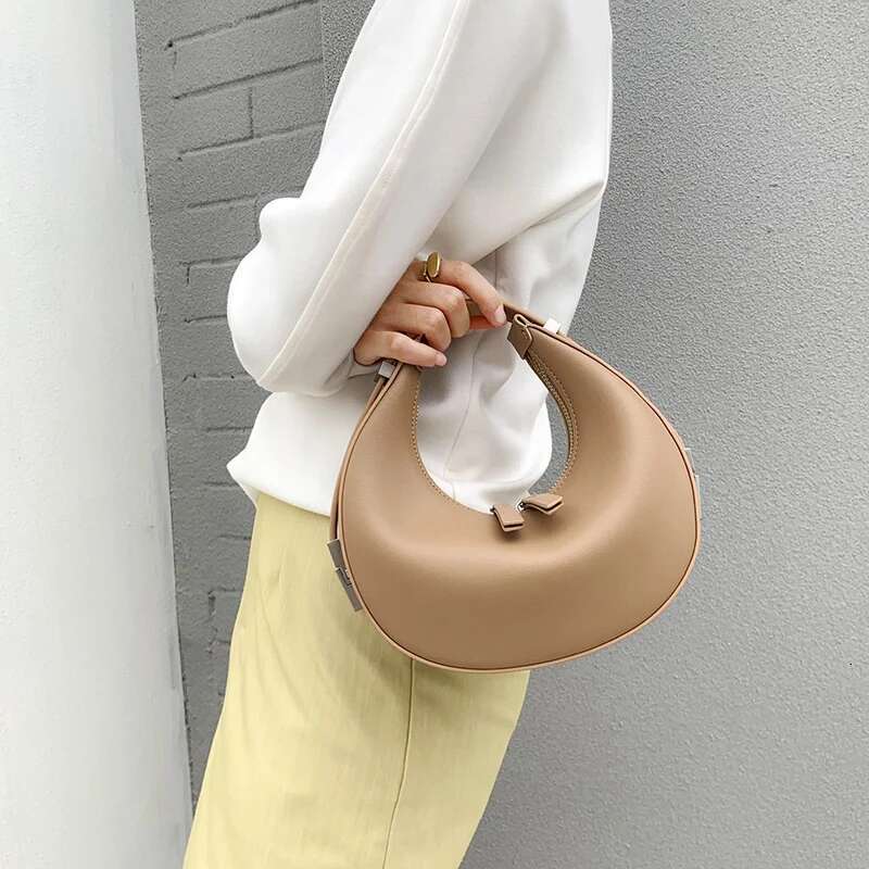 Donna-in Cow Leather Half Moon Genuine Cowhide Women Crescent Hobo Handbag High Quality Round Deaign Underarm Shoulder Bag