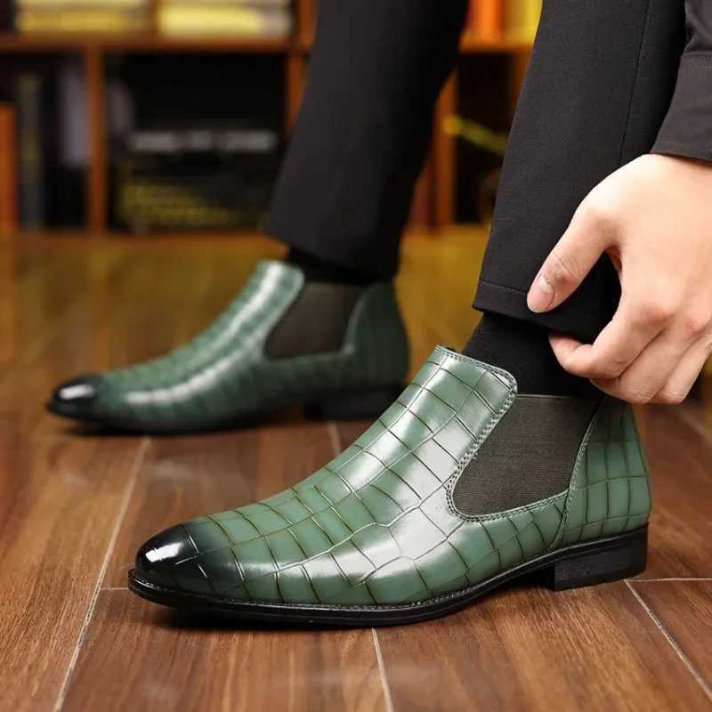 Mens Chelsea Boots Luxury Pointed-toe Ankle Boots Men Trendy High Quality Leather Shoes Business Dress Boots Big Size Men Shoes Z250303