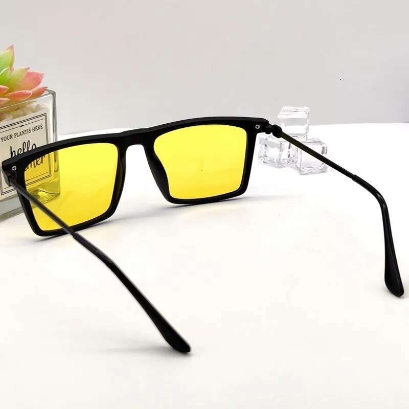 New Square Polarized Sunglasses Men Women Night Vision Yellow Lens Anti-Glare Male Driving Sun Glasses UV400 Eyewear