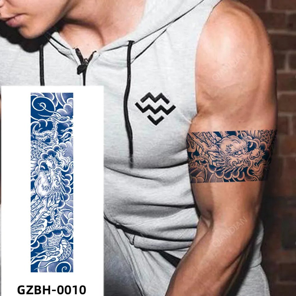 SemiPermanent Juice Temporary Tattoo Waterproof Man Armband Sticker 15 Days Long Lasting Wave Dragon Flower 250219
