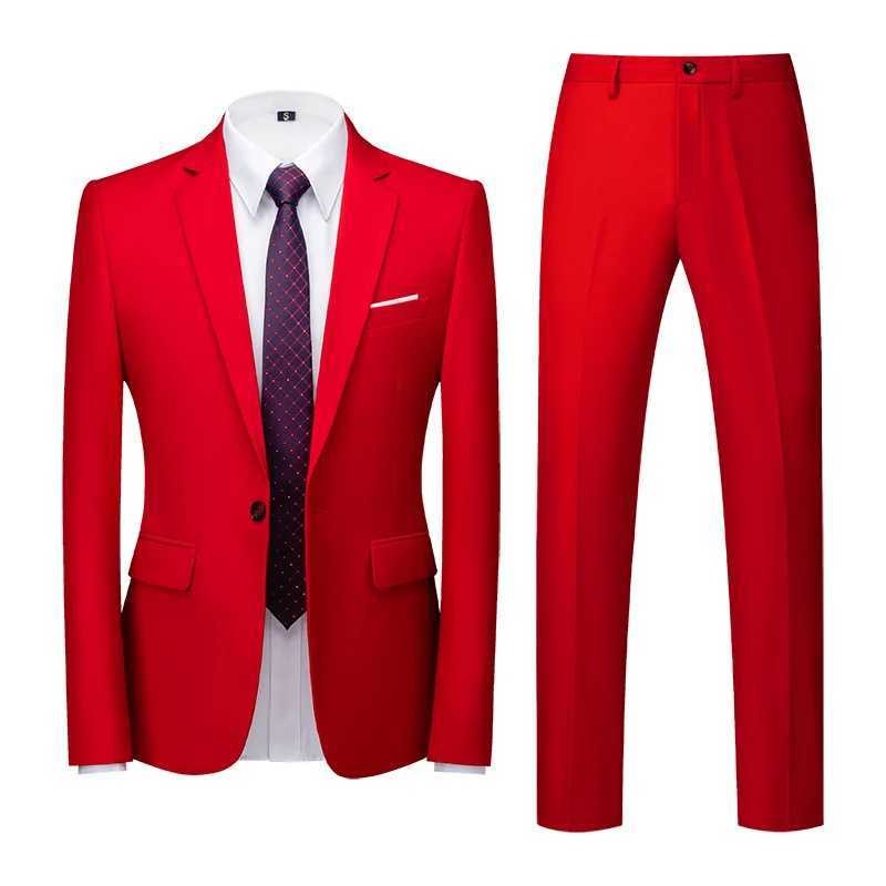 22 Colors Single Breasted Formal Wedding Suits Mens Clothing Fashion Simple Men Business Social Prom Party Dress 2 Piece Set M250303