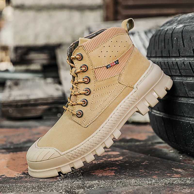 HIKEUP Mens Boots Outdoor Sneakers Breathable Trail Walking Shoes Hiking Sports Tactical Men Shoes Cow Leather Z250303