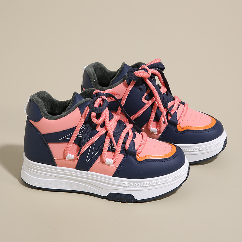 Designer s New Velvet High Top Fashionable Warm Patchwork Color Multifunctional Thick Sole With Velvet Sports Fashion Women s Shoes