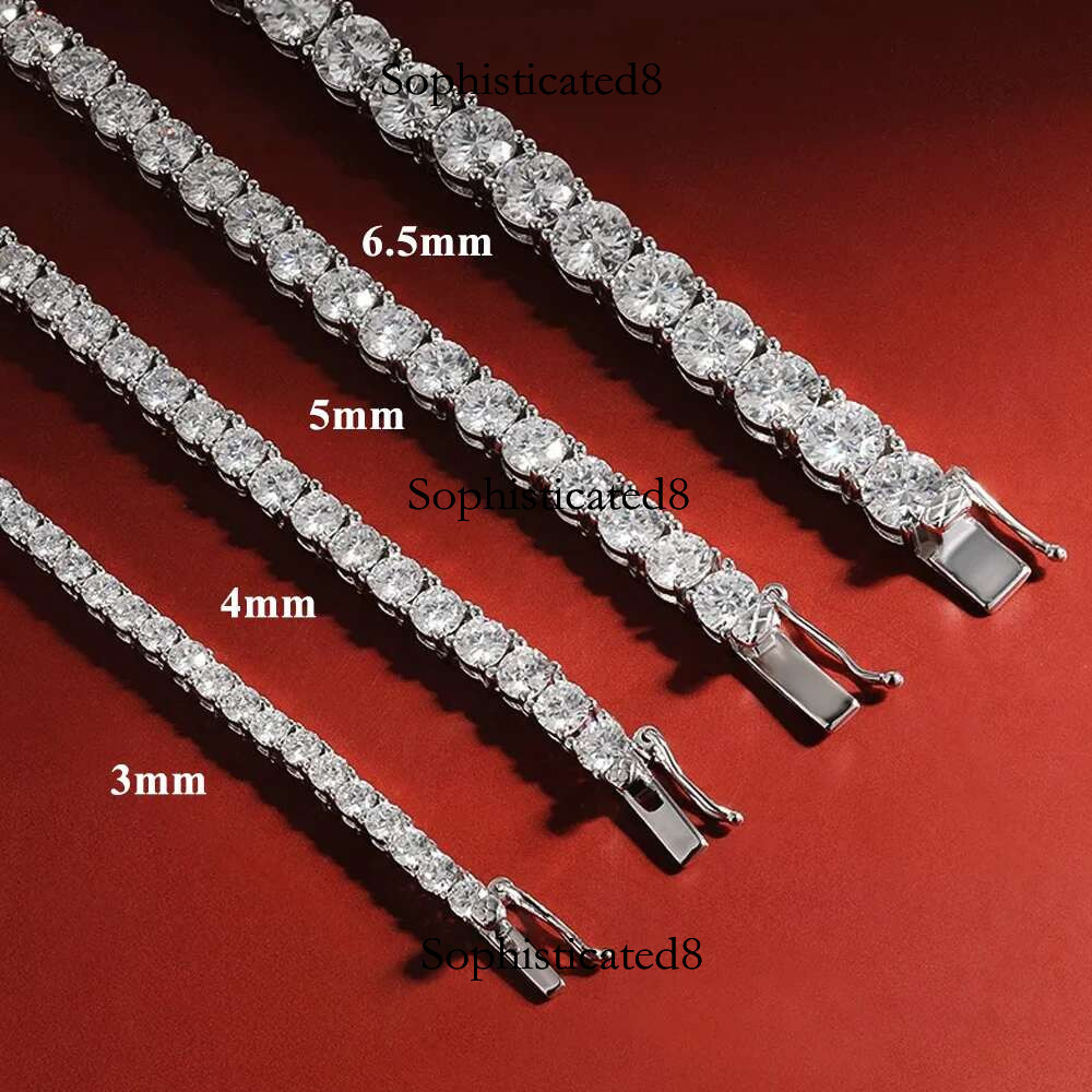 Serenity D Color VVS1 Moissanite Tennis Necklace Women Men S Sterg Sier Sparkg Neck Chain Plated Hip hop Jewelry