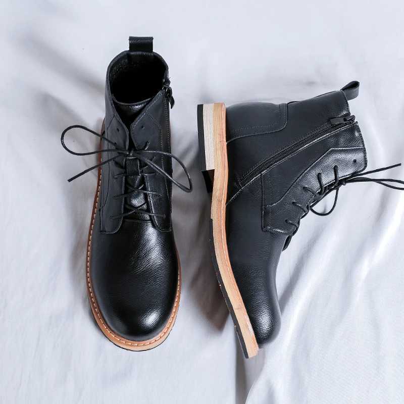 Mens Leather Waterproof Lace Up Chukka Ankle Boots Oxford Dress Boots Casual Business Work Daily Shoes For Men Z250303