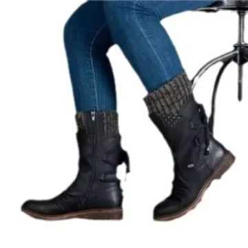 Women 2023 Autumn Winter Mid-calf Boots Flock Shoes Ladies Fashion Snow Boots Shoes Thigh High Warm Boots Shoes for Women Z250303