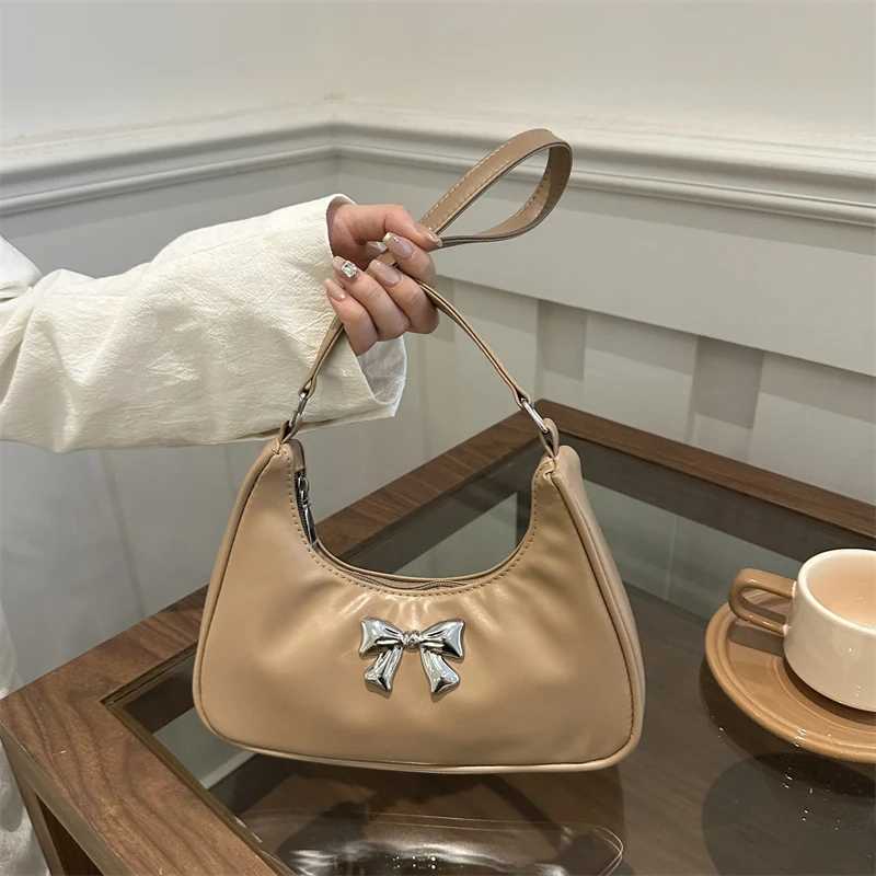 Bow Shoulder Bag Y2k Purse for Women Girls 00s 90s Mini Underarm Bag Luxury Handbag Chic Top Handle Hobo Clutch Bag Small Purse Y250303