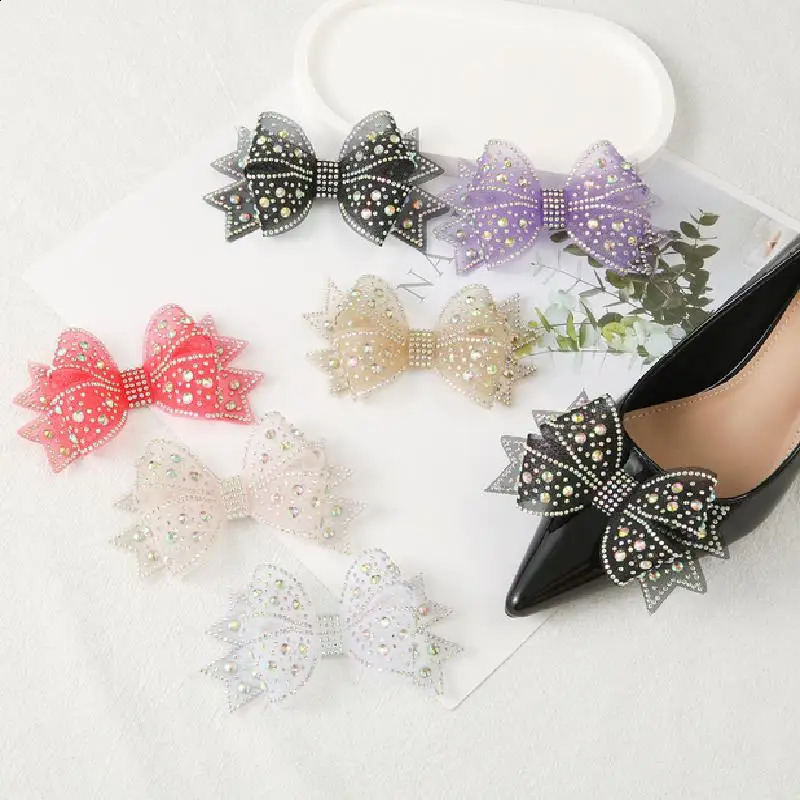 2PCS Elegant Detachable Bow Detail Shoe Clips For Decorating Wooden Flat Sandals DIY Accessory EasyMatch Shoe Decoration 250218