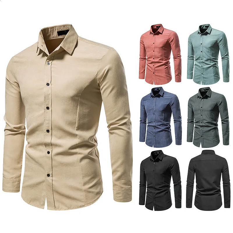 Mens hollow long sleeved fashionable button top solid color retro casual button top 250224