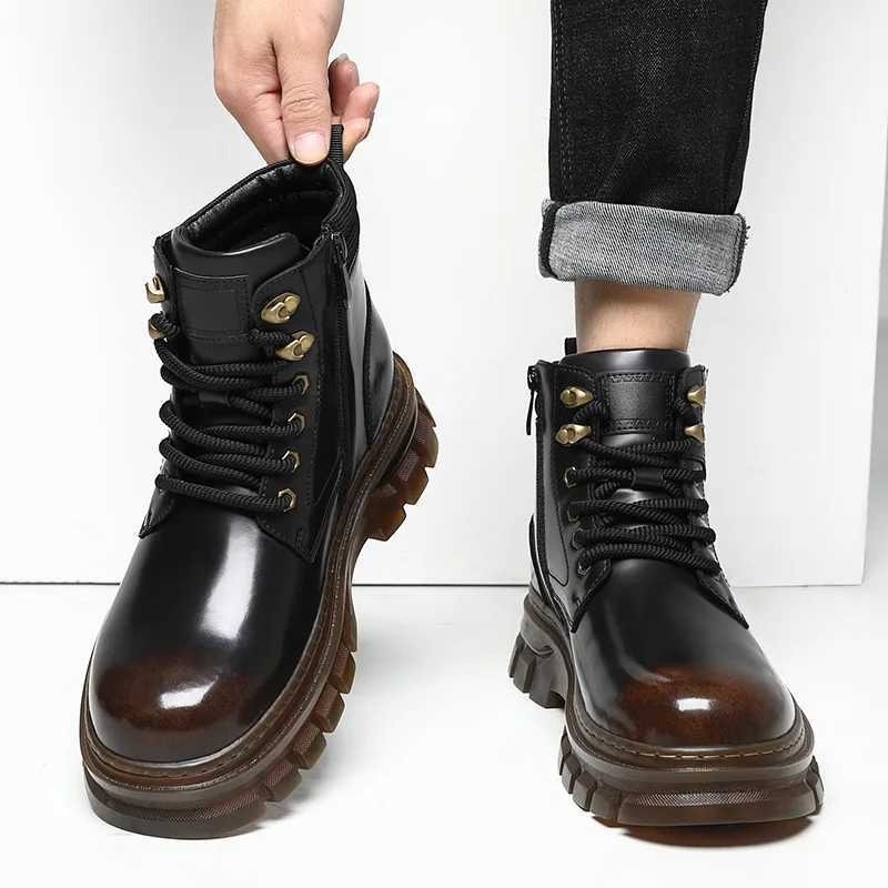 British leather platform mens boots fashion casual luxury work shoes mens autumn winter new designer foot mens boots Z250303