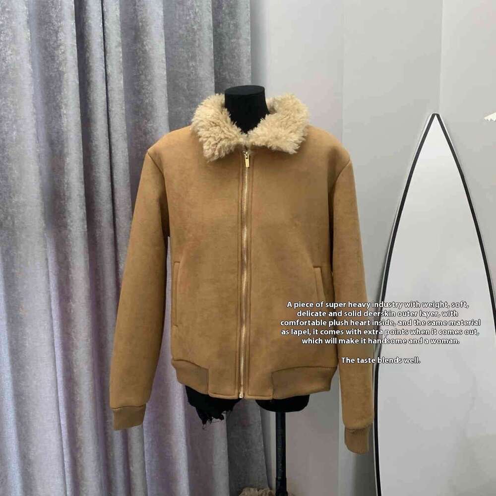 Winter New Brown Suede Fur One-Piece For Women, Lambhair Lapel Jacket