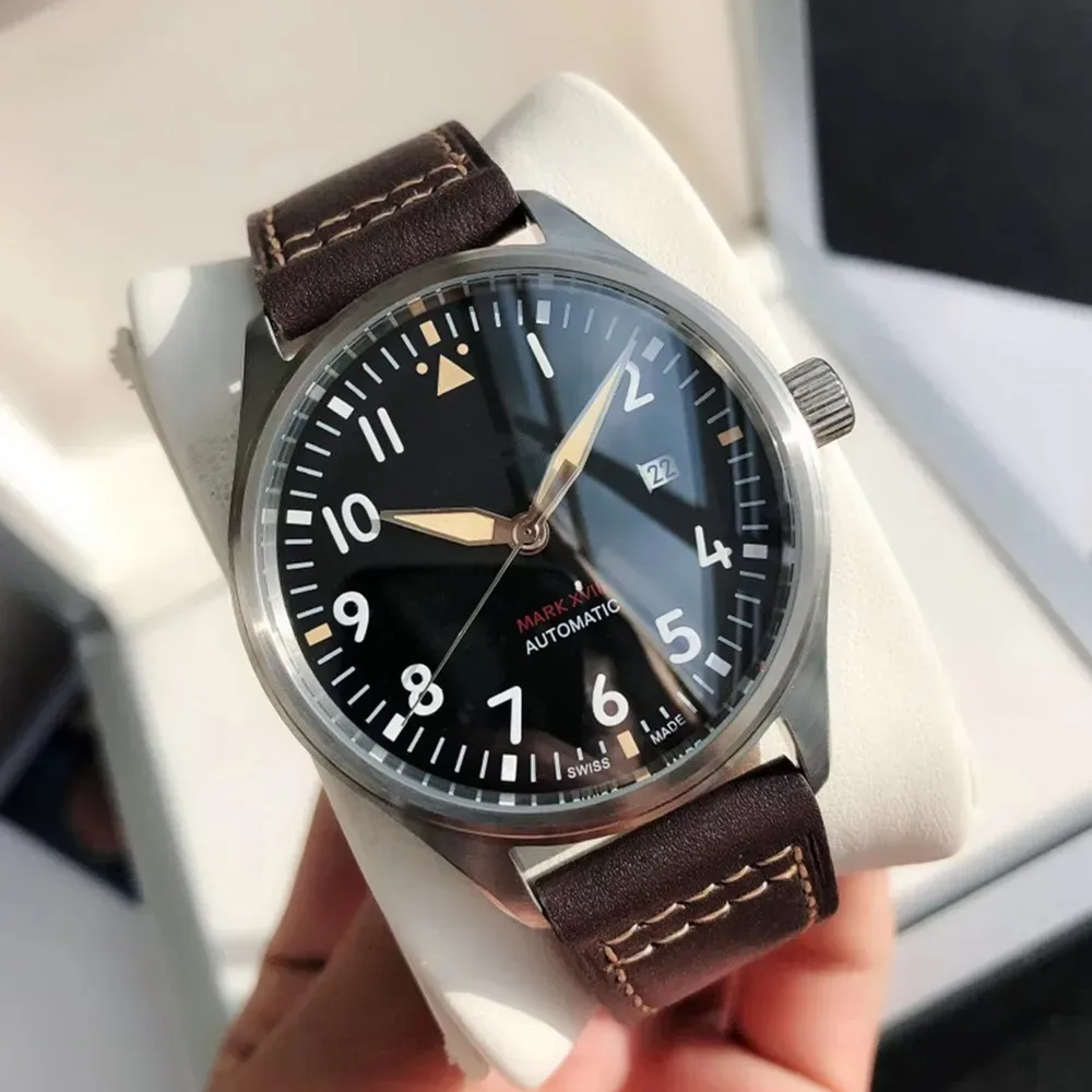 U1 Top Factory AAA Pilot MARK XIX 3A Quality Swiss Watch Portugieser Mens Super Automatic Mechanical Movement Sapphire Genuine Leather Wristwatches Montre De Luxe