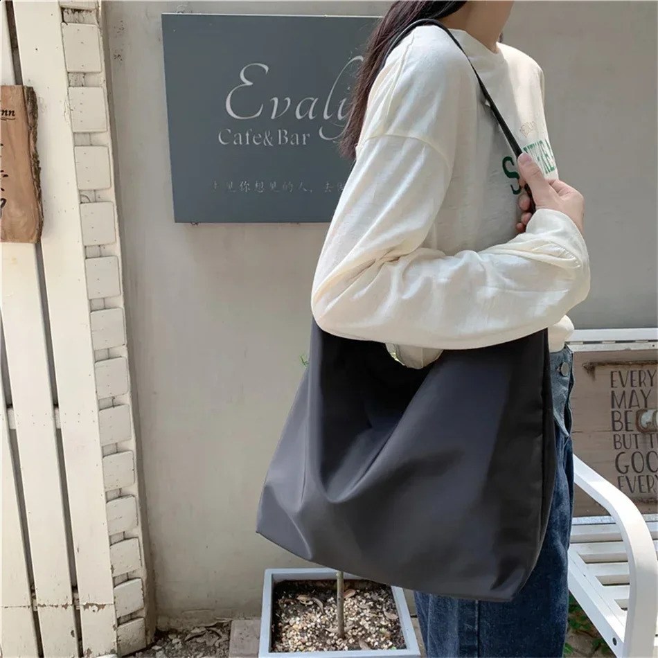 Fashion Large Capacity Shopper Tote Handbag Ladies Nylon Shoulder Bag INS Women Casual Female Shopping Messenger Neutral 250305