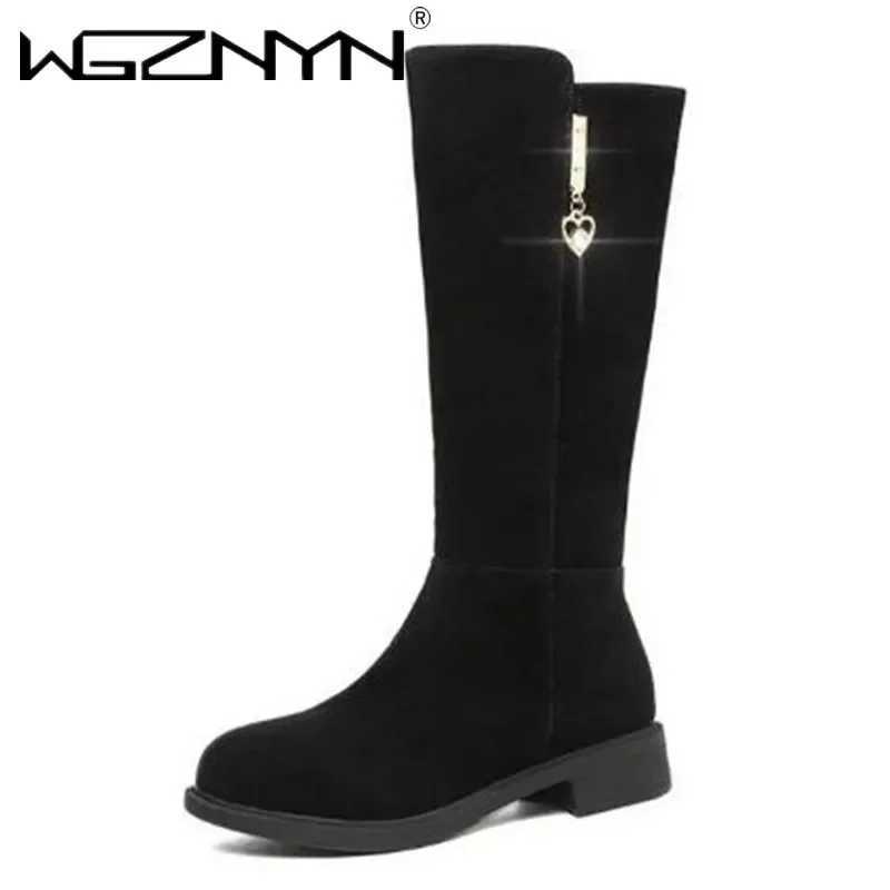 Luxury New Women Warm Plush Snow Boots Snow Casual Flat All-match Cotton Fashion Side Zipper Winter Shoes Thigh High Boot Black Z250303