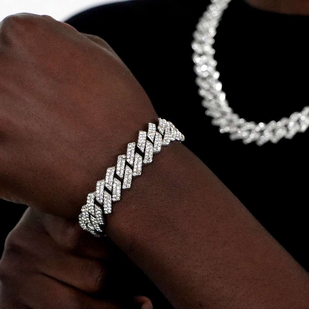 Hiphop Iced Out 2 Row Rhies k Men's Bg AAA Micro Prong Cuban Chain Choker Necklace Gift Jewelry