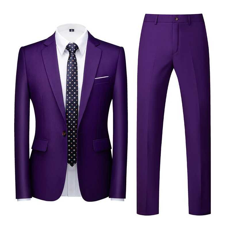 22 Colors Single Breasted Formal Wedding Suits Mens Clothing Fashion Simple Men Business Social Prom Party Dress 2 Piece Set M250303