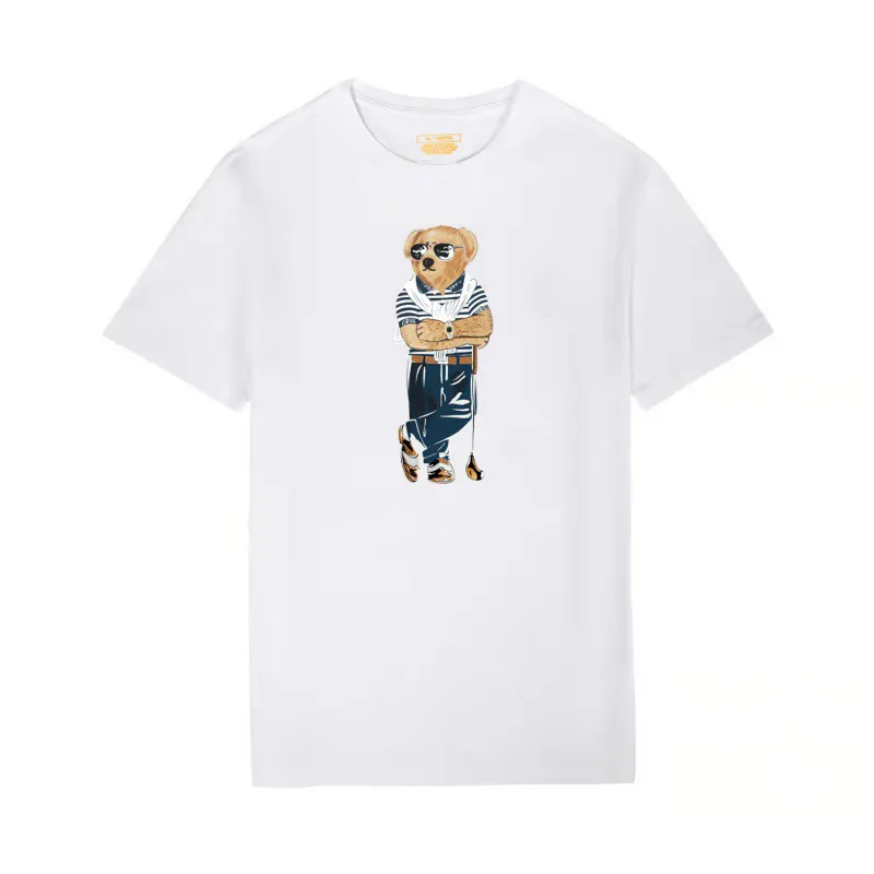 Mens Designer T Shirt Polos Classic Bear Womens Luxury T Shirts Black and White Cotton 100% Tees Casual Streetwear Cloth Top Unisex Casual Tshirt
