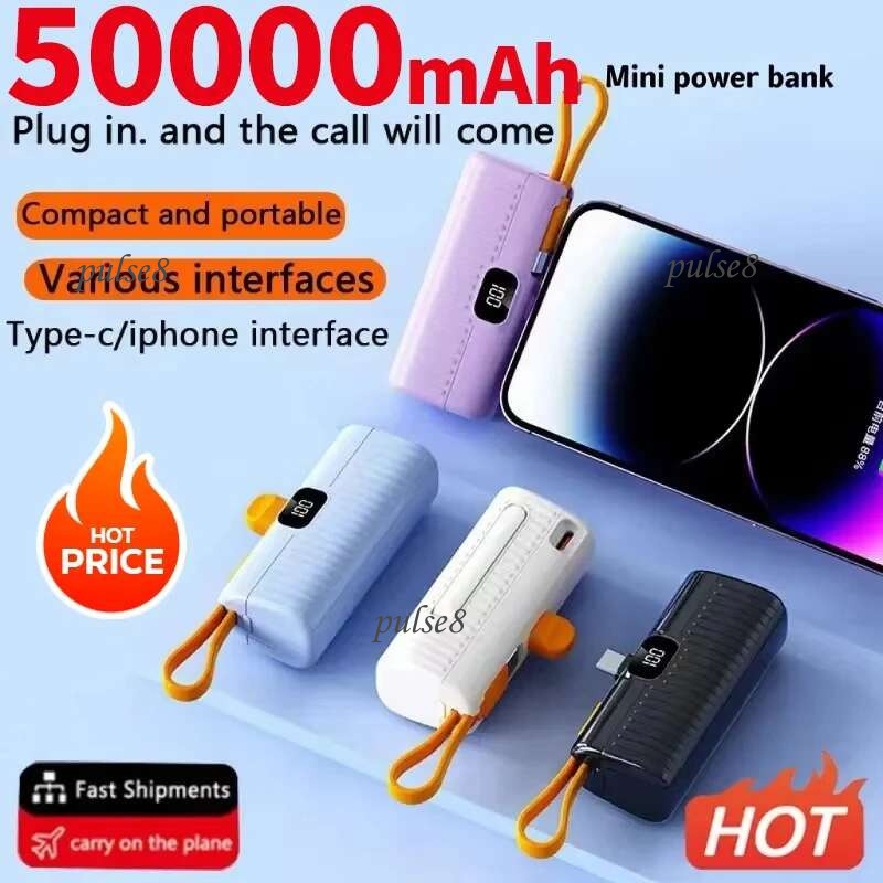 50000mAh Powerbank Fast Charging Outdoor Portable Mobile Power Cell Phone External Battery USB Type-C Compatible
