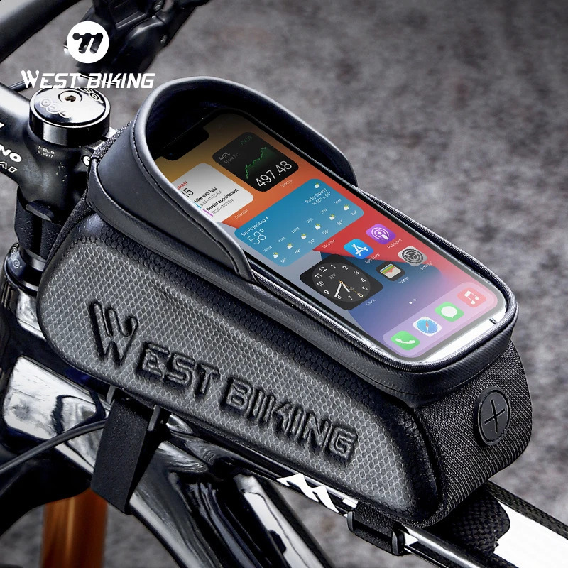 Ship from US WEST BIKING Bicycle Top Tube Bag Touch Screen Phone Waterproof EVA Road Bike Cycling Tool Holder MTB Accessories 250228FBB