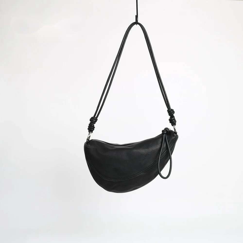 2025 New Women's Hobo Sheepskin Leather Simple Casual Dumpg One Shoulder Underarm Belt Bag