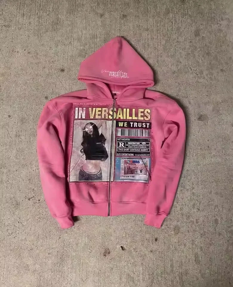 Streetwear Magazine Graphic Zip Hoodies Y2K Clothes Men Women Harajuku Hip Hop Graphic Print Oversized Hoodies Sweatshirt Jacket 250228