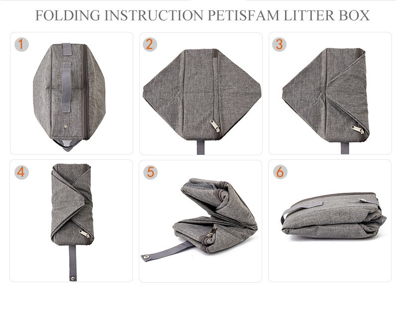 Foldable travel litter box Oxford Cloth Go out portable Pet bag Inside Mobile cat toilet
