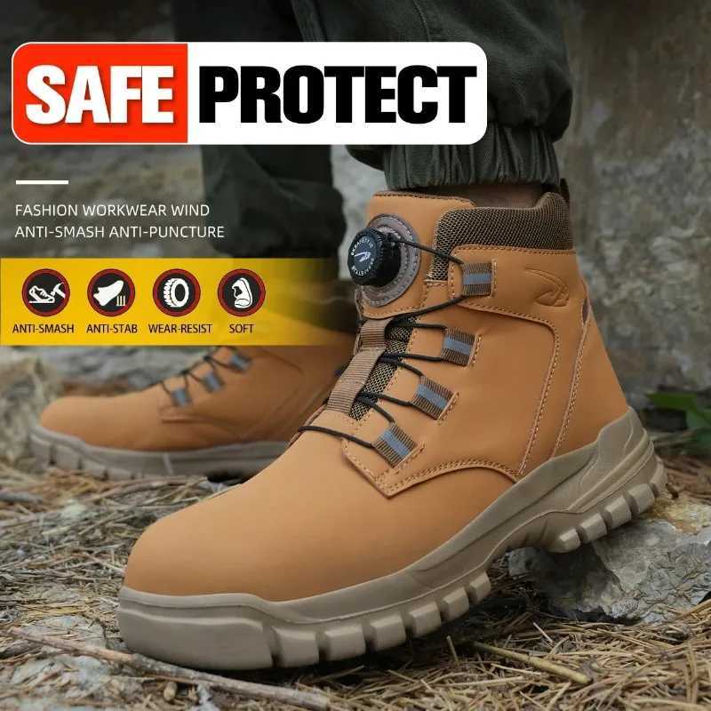 New Fashion 2024 Waterproof Security Work Safety Boots Protective Leather Boots Anti-smash Anti-puncture Industrial Shoes Z250303