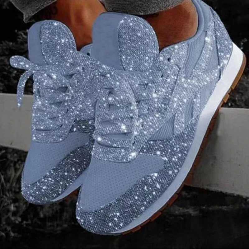 Womens Sneakers Shining Glitter Autumn Shoes Womens Platform Trainers Ladies Silver Shoes Womens Tennis Red Blue Platform Shoes M250303