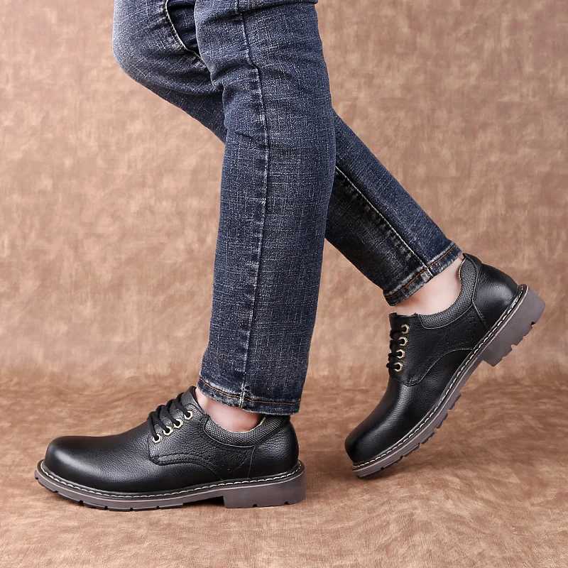 Men Genuine Leather Shoes Spring autumn British Thick Sold Casual Shoes Men Formal Wear Wedding Workwear Boots men Z250303