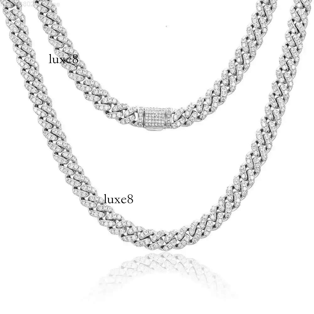 Drop Shipping 8mm Sterg Sier Moissanite k Necklace Cadenas Cubanas Cuban Chain