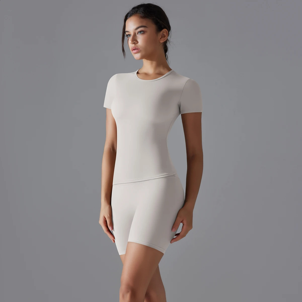 Yoga set womens sports short sleeved top with high waist and legs running jogging exercise sportswear fitness gym set 250228