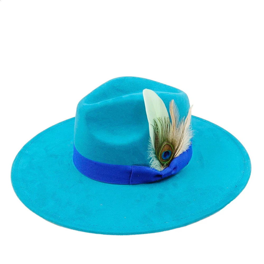 suede fedora hats for men and women bow accessoriescolorful retro wide-brimmed church hatsjazz panama hats 250228