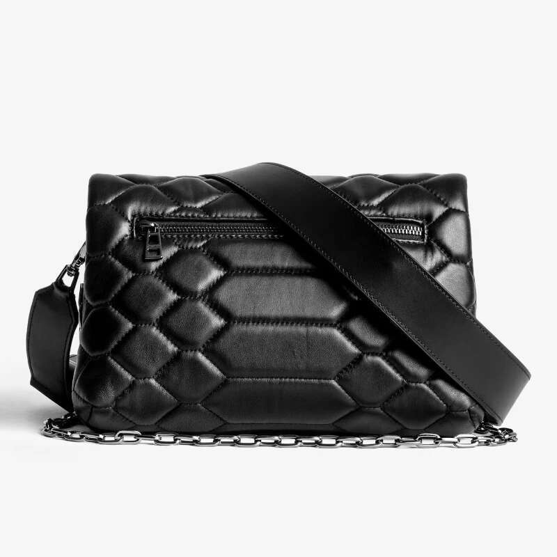 New Women Retro Crossbody Design Black Embroidered Ladies Shoulder Large Capacity Fashion Chain Envelope Bag
