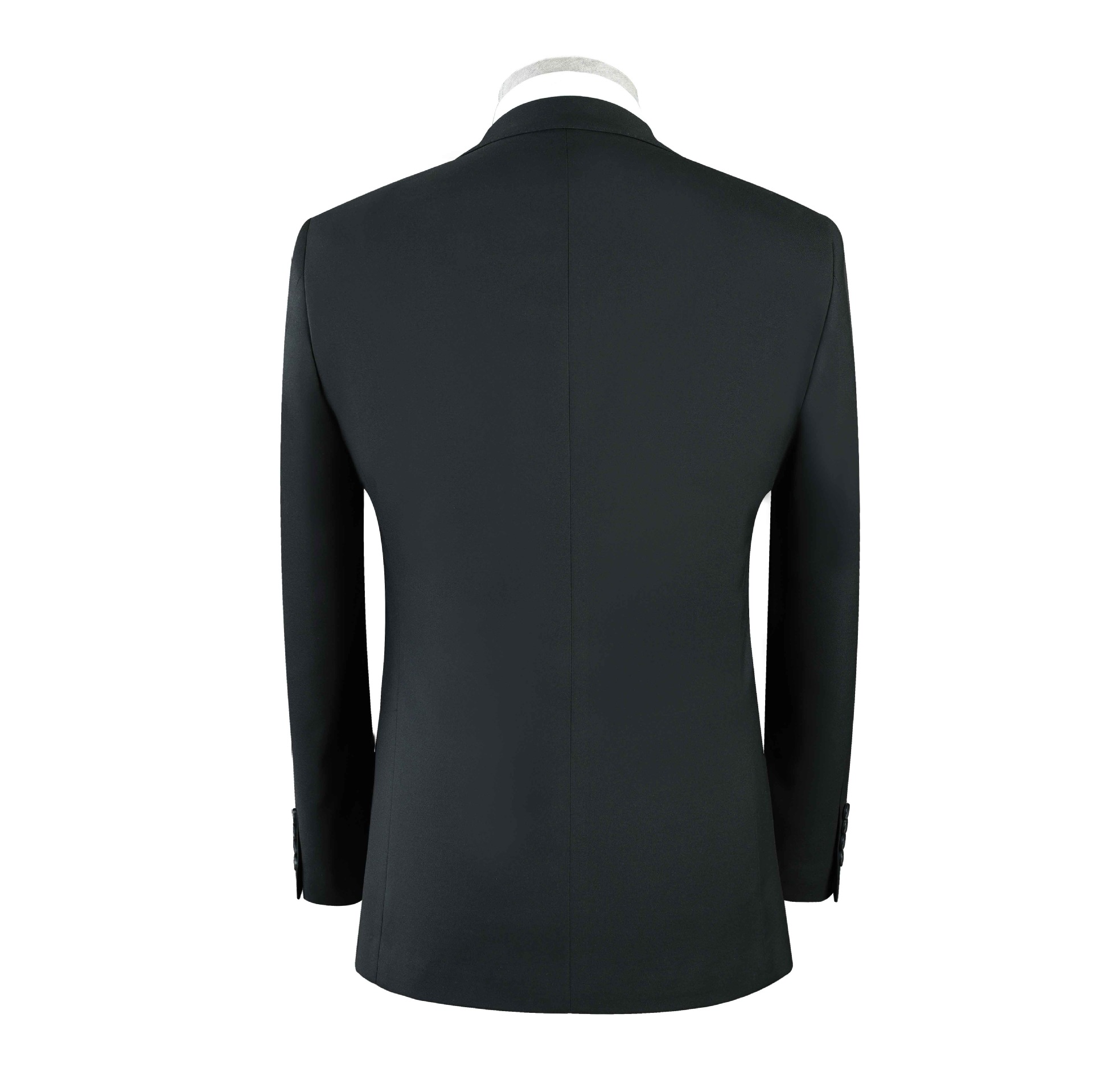 F32Elegant Men's Black Business Suit with Imitation Wool & Yarn Dyeing Technology