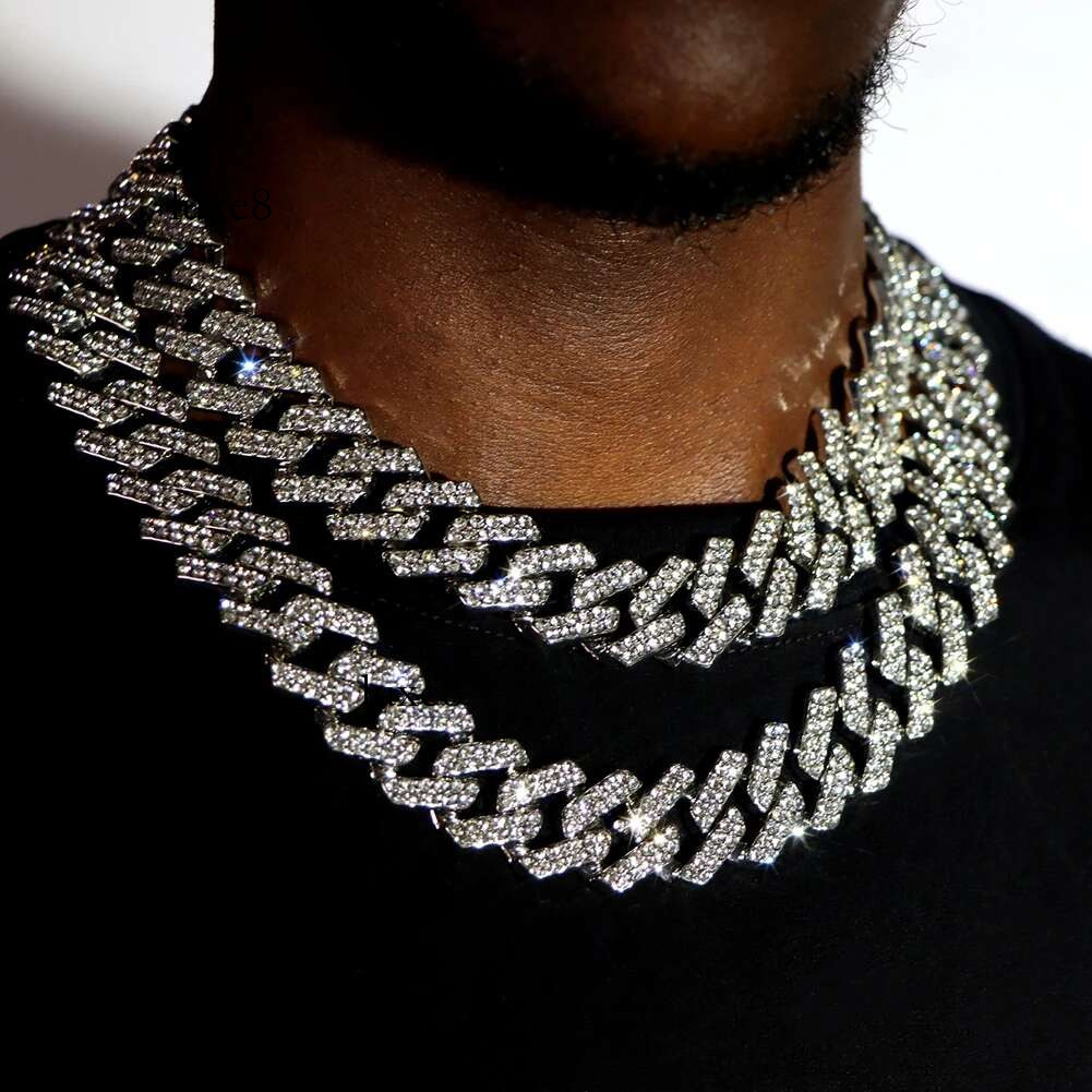 Punk Hip Hop Iced Out Rhies Chain For Men Women Bg Crystal Prong Cuban k Choker Necklace Jewelry Gift