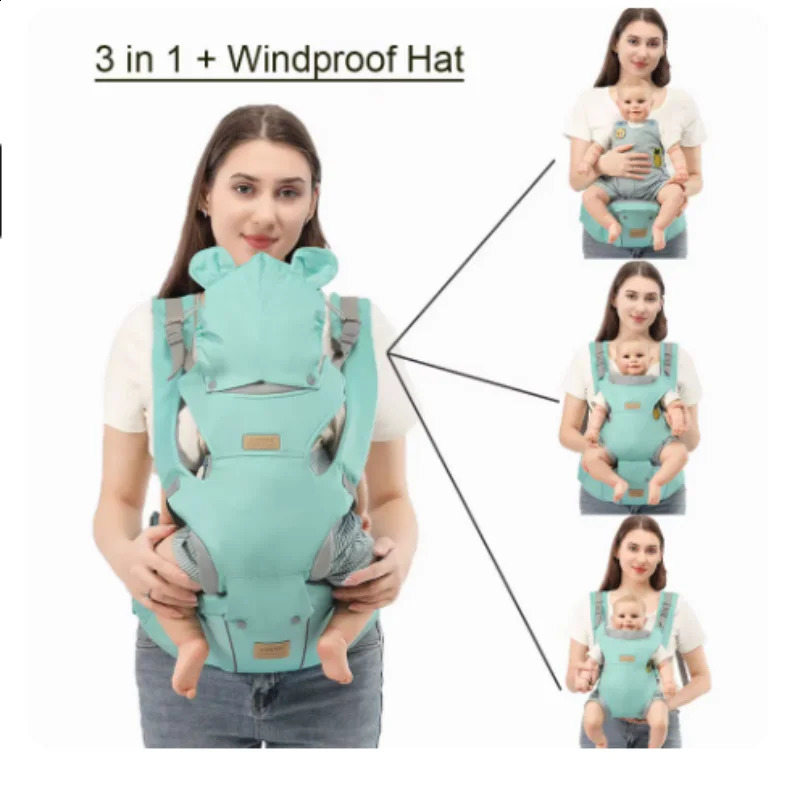 3 IN 1 Baby Hipseat Backpack Straps for Infant Toddler 036M Ergonomic With Windproof Hat Winter Luminous Strips 250221