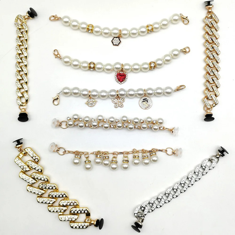 1 piece of metal pearl chain gold diamond set with sandal buckle accessories used for decorating girls gifts 250218