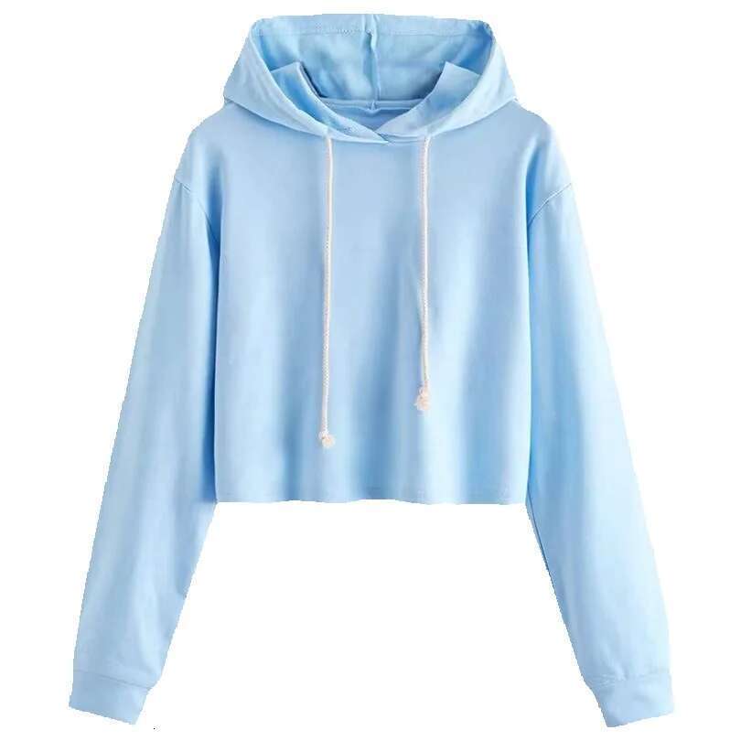 Fall New Solid Color Hooded Pullover Hoodie Woman