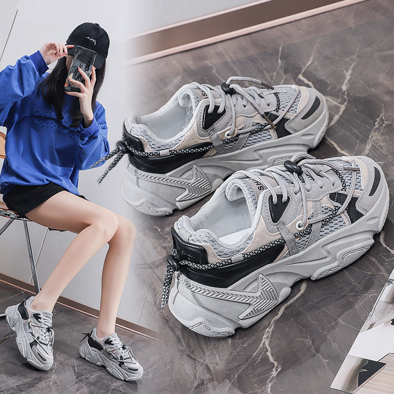 Dad s Shoes 2025 Season New Breathable Mesh Multifunctional Sports And Leisure Thick Soled Height Increasing Women s Sports Shoes