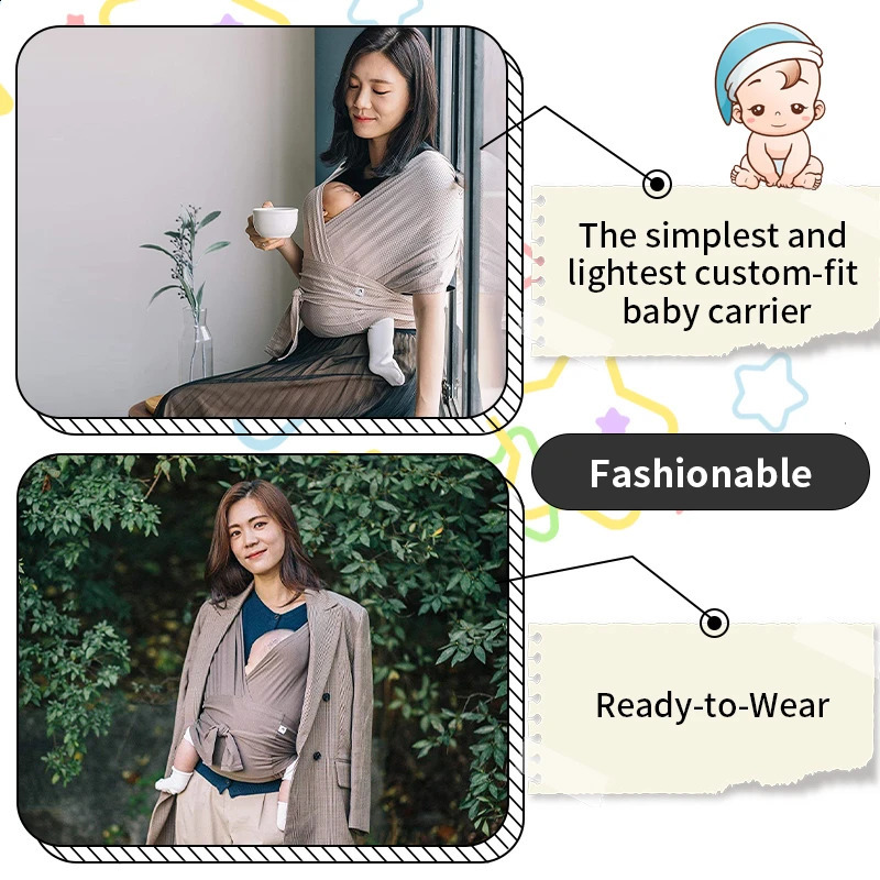 Baby Wrap born Nursing Towel Easy to Wear Sling Infant Breathable Hipseat Gridding Cloth Air Mesh 250221