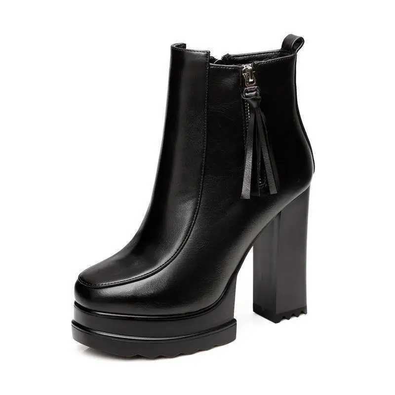 Women Boots High Heels Zipper Boots-Women Platform Luxury Designer Female Shoes Round Toe Stiletto 2024 Lolita FAshion Rub Z250303